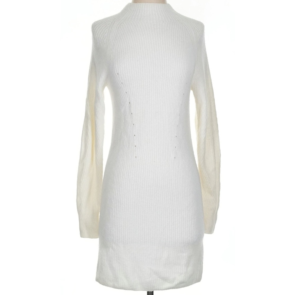 Abercrombie & Fitch Ivory Long Sleeve Mock Neck Sweater Dress